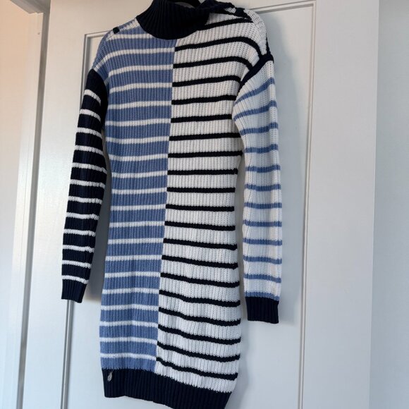NWT Staud Hampton Mini Sweater Dress Knitted Adriatic Stripe Sz Small - Picture 7 of 8